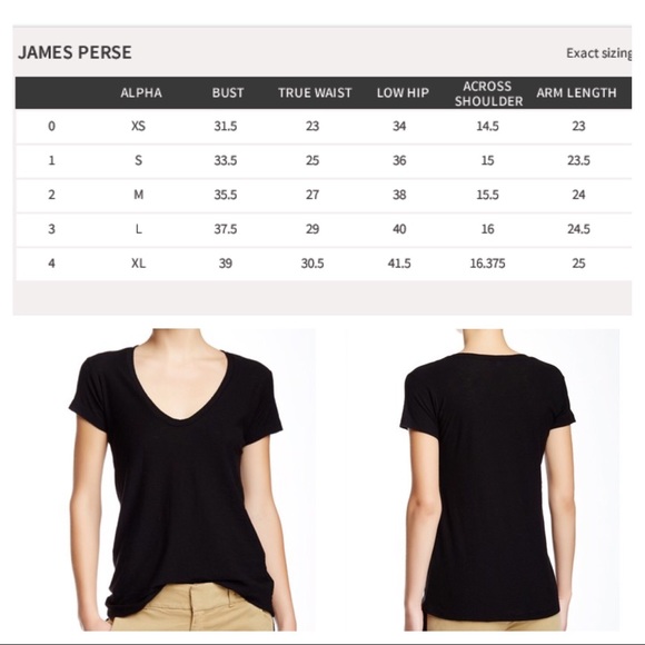 NWOT James Perse Deep V-Neck Tee Black Size 3 - Picture 3 of 5